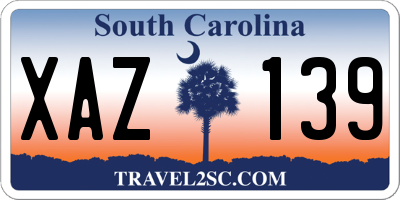 SC license plate XAZ139