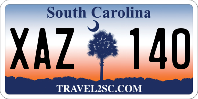 SC license plate XAZ140