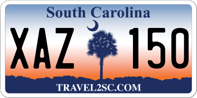 SC license plate XAZ150