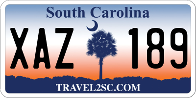 SC license plate XAZ189