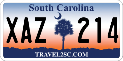 SC license plate XAZ214