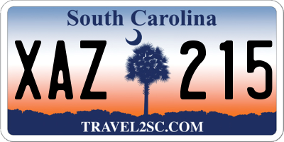 SC license plate XAZ215