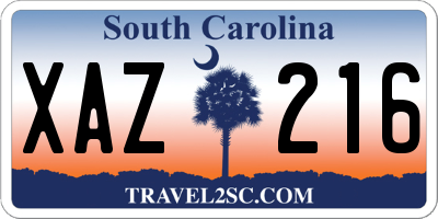SC license plate XAZ216