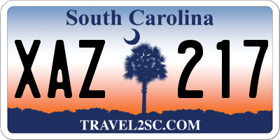 SC license plate XAZ217