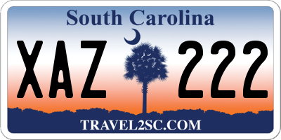 SC license plate XAZ222
