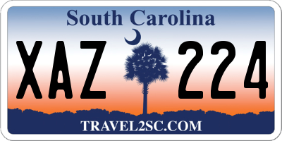 SC license plate XAZ224