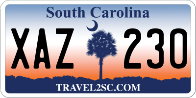 SC license plate XAZ230