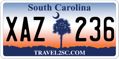 SC license plate XAZ236