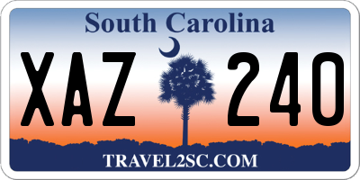 SC license plate XAZ240