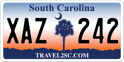 SC license plate XAZ242