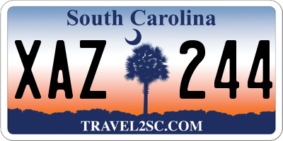 SC license plate XAZ244
