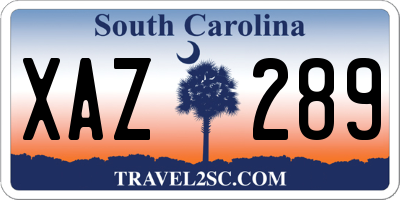 SC license plate XAZ289