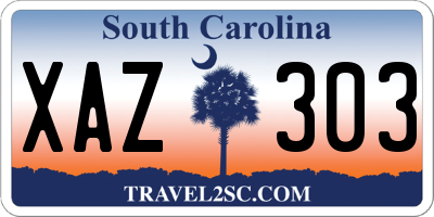 SC license plate XAZ303