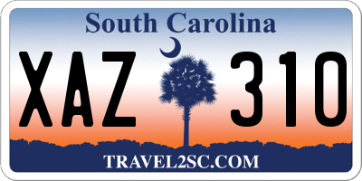SC license plate XAZ310