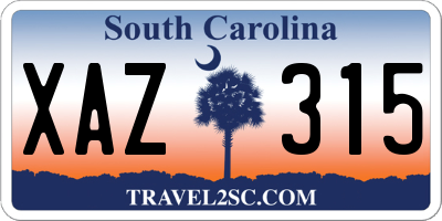 SC license plate XAZ315