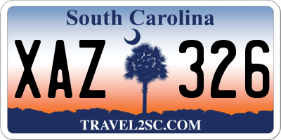 SC license plate XAZ326