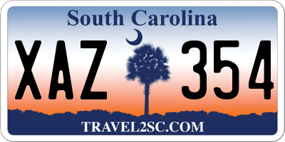 SC license plate XAZ354