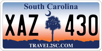SC license plate XAZ430