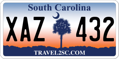 SC license plate XAZ432