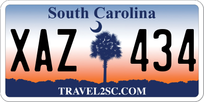 SC license plate XAZ434