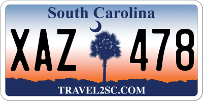 SC license plate XAZ478
