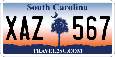 SC license plate XAZ567