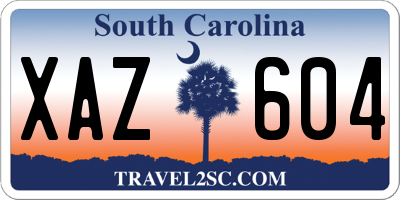 SC license plate XAZ604