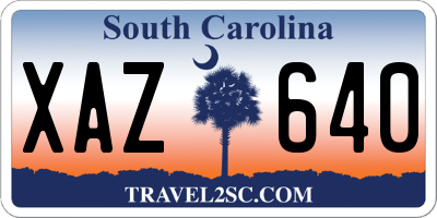 SC license plate XAZ640