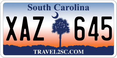 SC license plate XAZ645