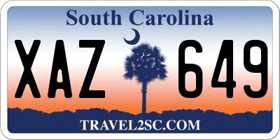 SC license plate XAZ649