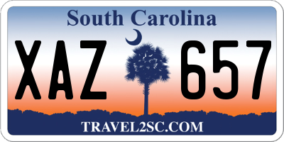 SC license plate XAZ657