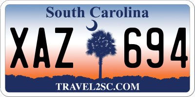SC license plate XAZ694