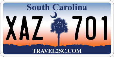SC license plate XAZ701