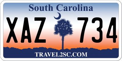 SC license plate XAZ734