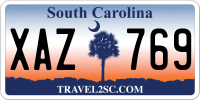 SC license plate XAZ769