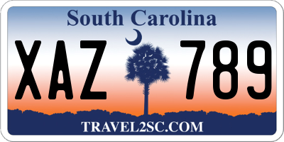 SC license plate XAZ789