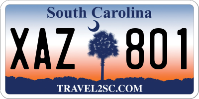 SC license plate XAZ801