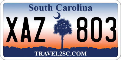 SC license plate XAZ803
