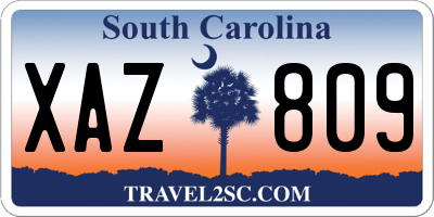 SC license plate XAZ809