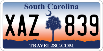 SC license plate XAZ839