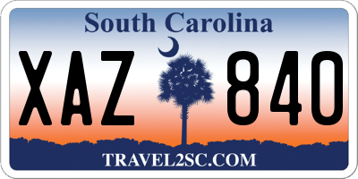SC license plate XAZ840