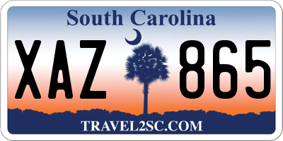 SC license plate XAZ865