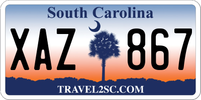 SC license plate XAZ867