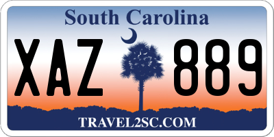 SC license plate XAZ889