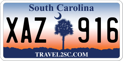 SC license plate XAZ916