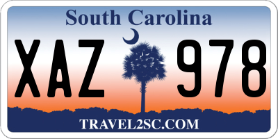 SC license plate XAZ978