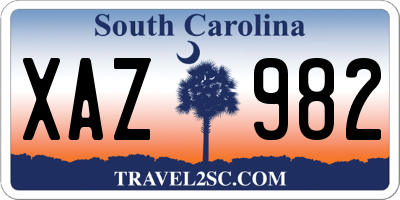 SC license plate XAZ982