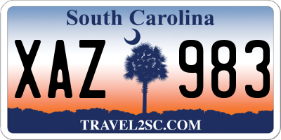 SC license plate XAZ983