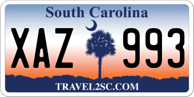 SC license plate XAZ993