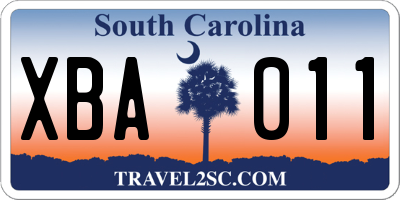 SC license plate XBA011